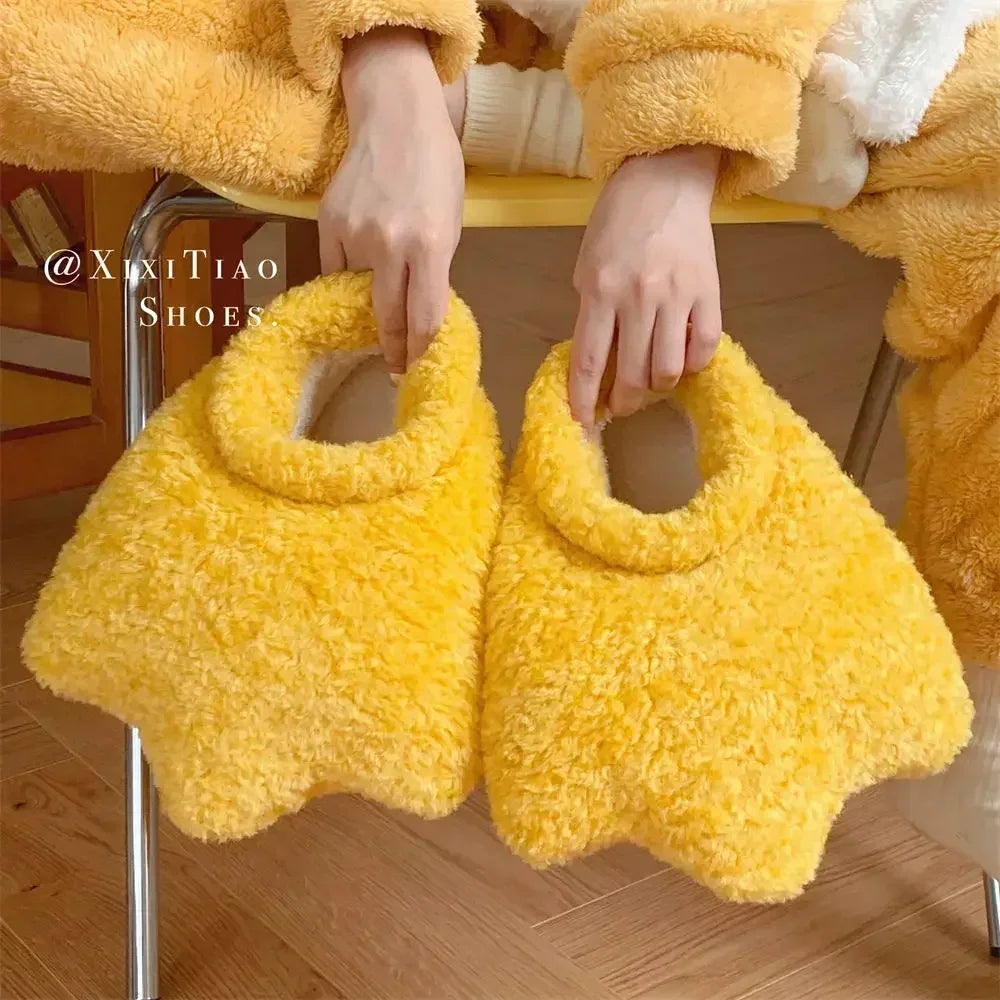 Plush Duck Paw Slippers | Warm Fuzzy Comfort