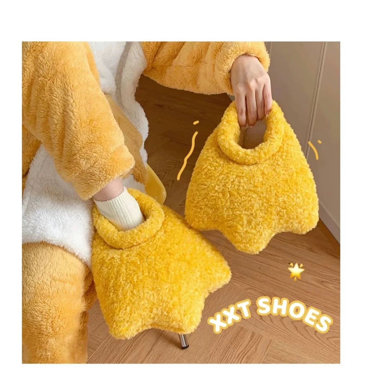Plush Duck Paw Slippers | Warm Fuzzy Comfort
