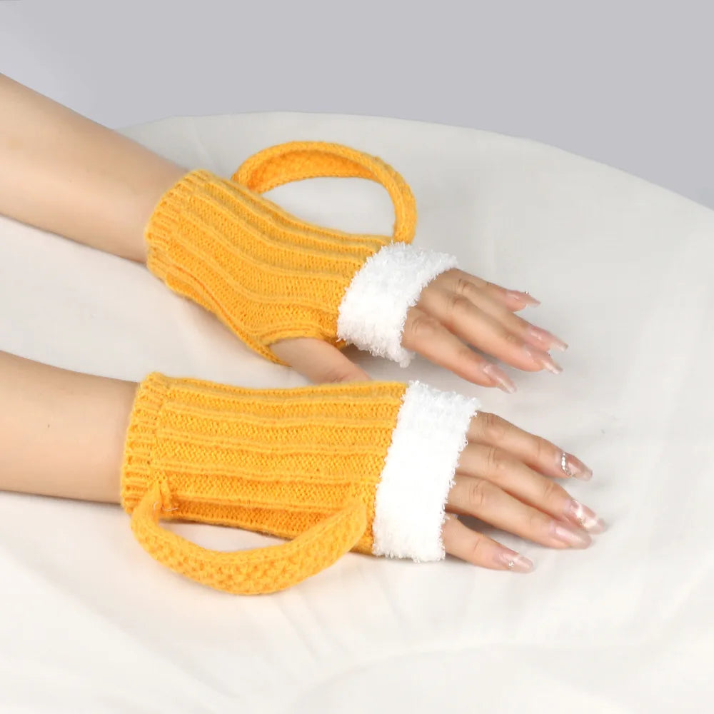 Beer Mug Knitted Gloves