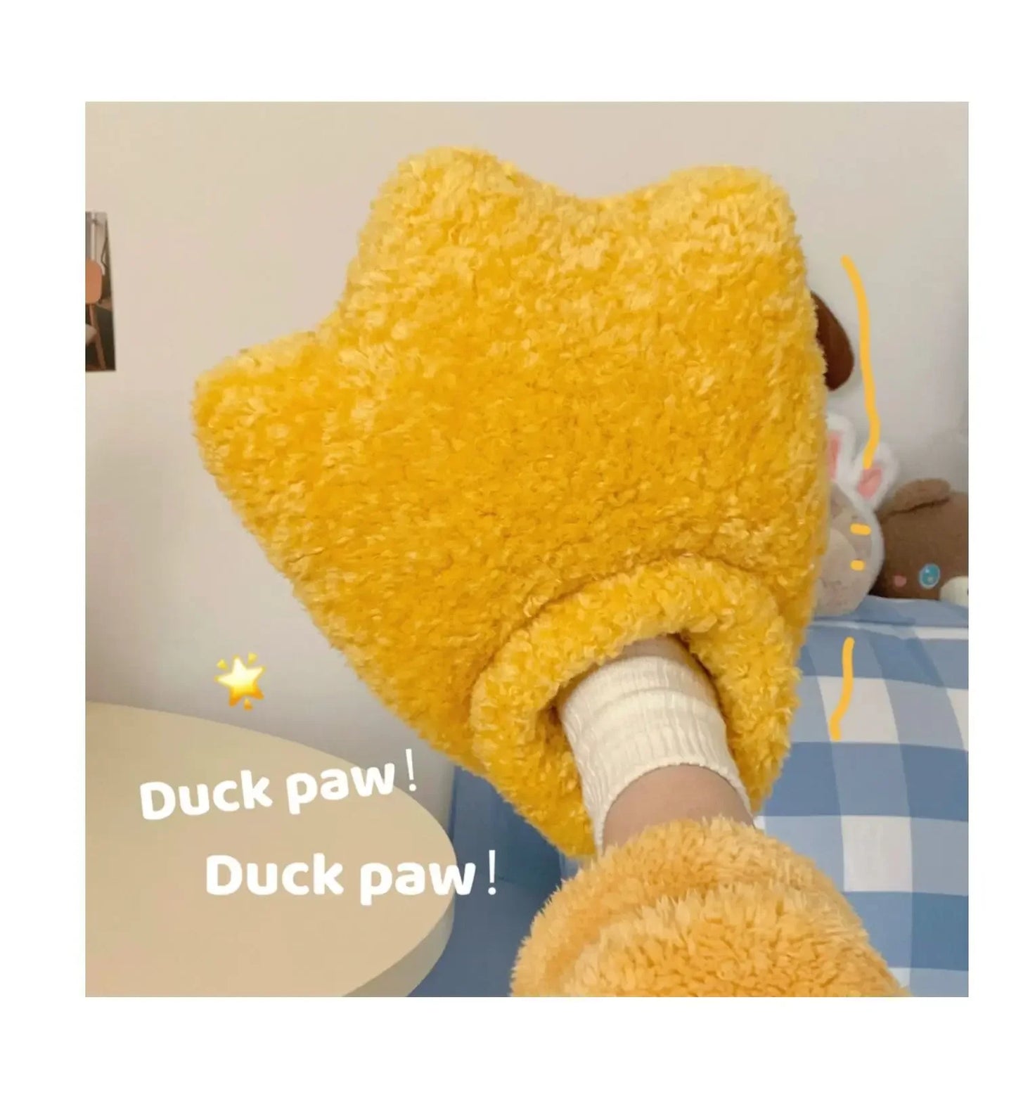 Plush Duck Paw Slippers | Warm Fuzzy Comfort