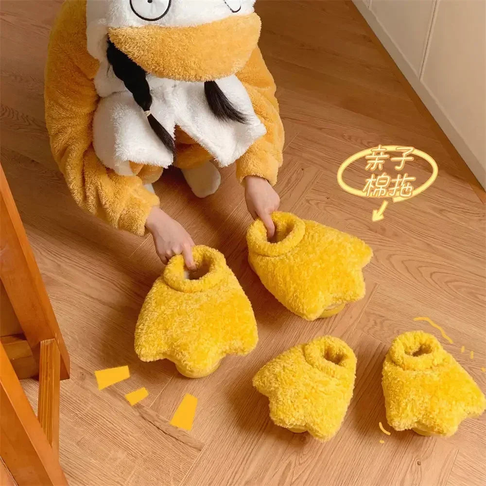 Plush Duck Paw Slippers | Warm Fuzzy Comfort