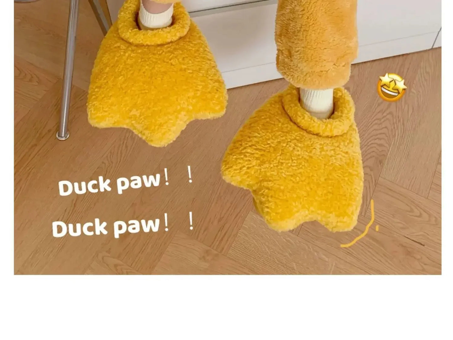 Plush Duck Paw Slippers | Warm Fuzzy Comfort