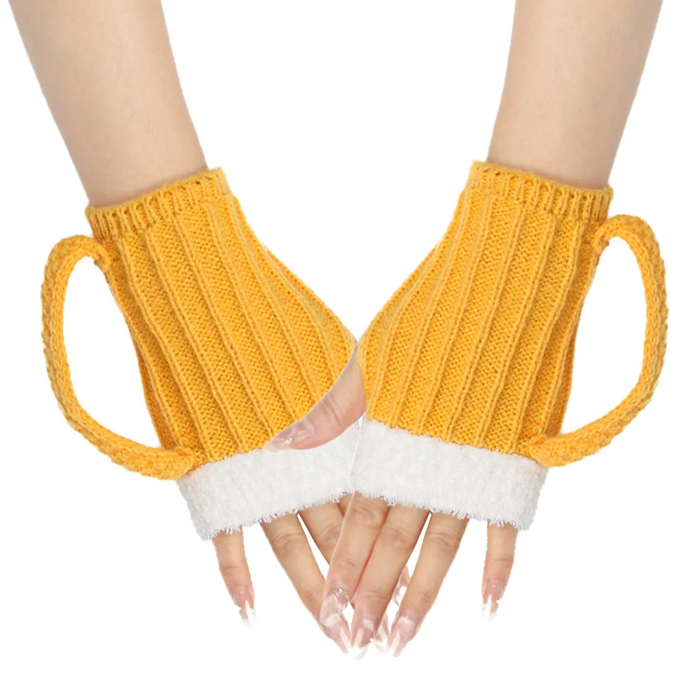 Beer Mug Knitted Gloves