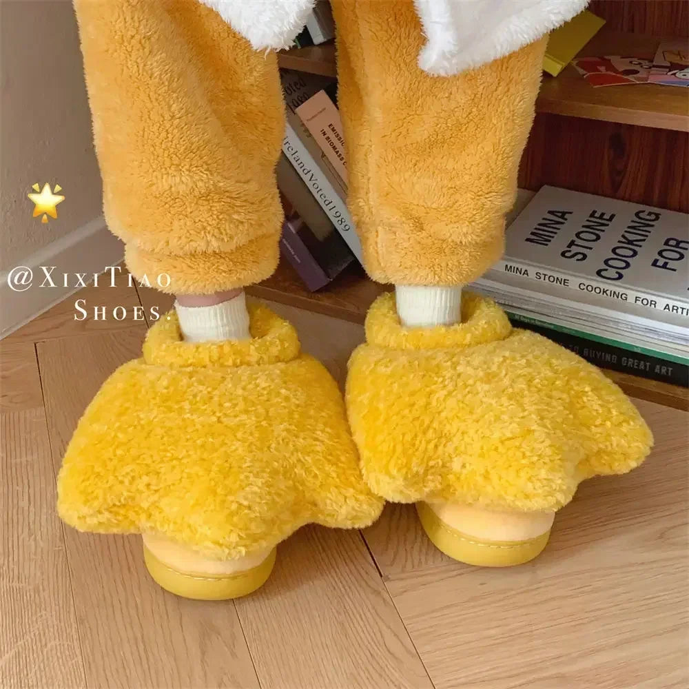 Plush Duck Paw Slippers | Warm Fuzzy Comfort