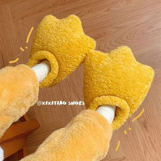 Plush Duck Paw Slippers | Warm Fuzzy Comfort