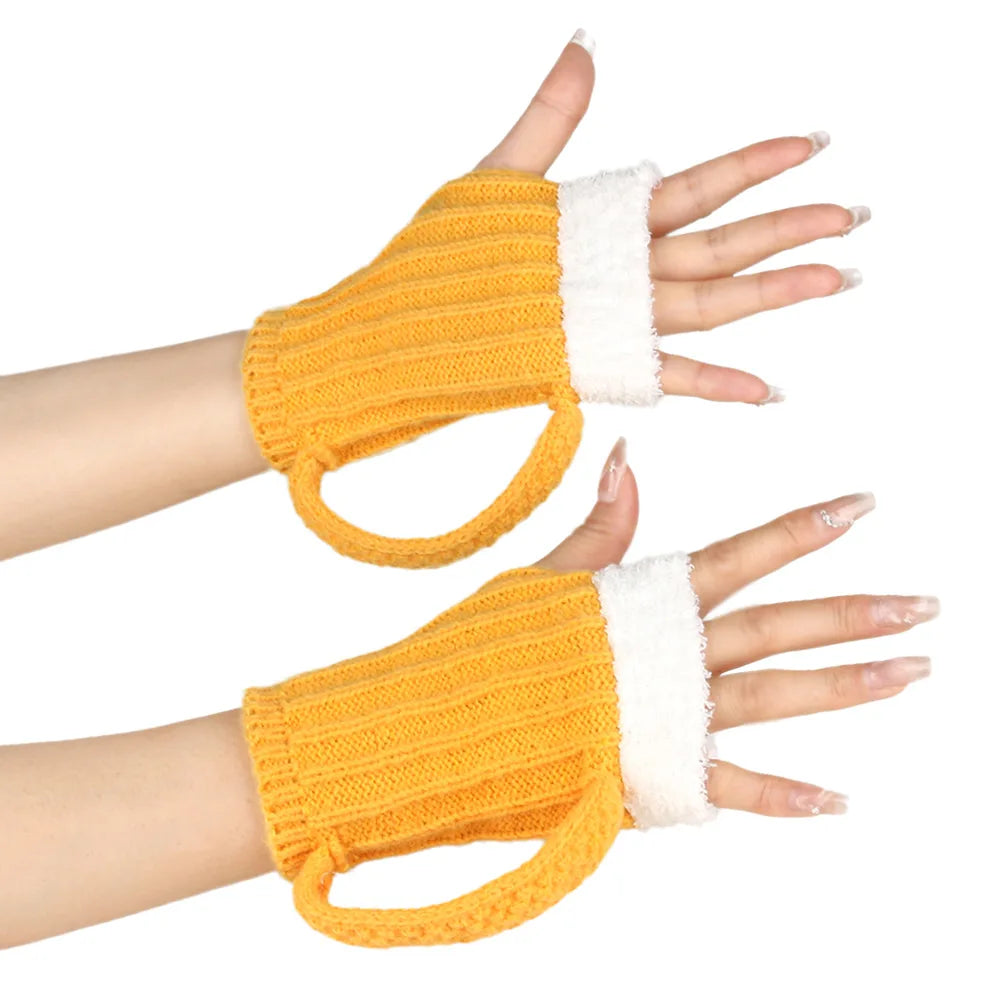 Beer Mug Knitted Gloves