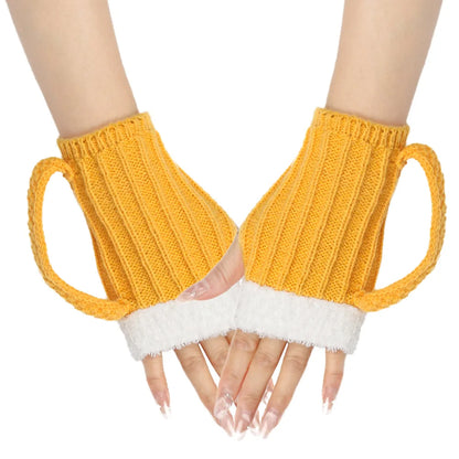 Beer Mug Knitted Gloves