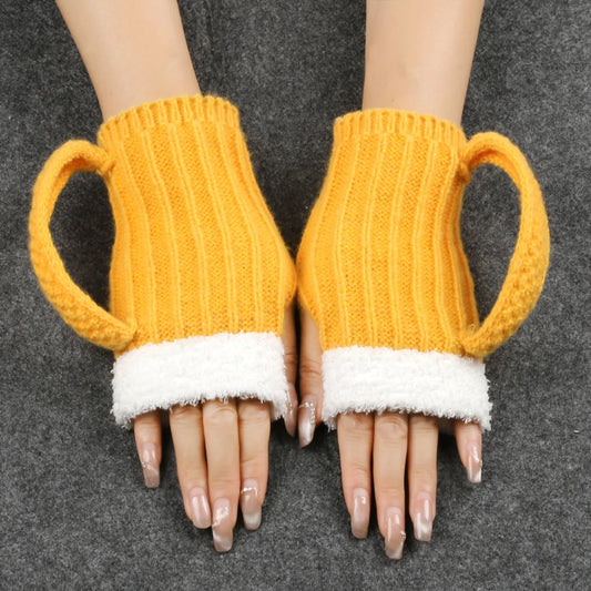 Beer Mug Knitted Gloves